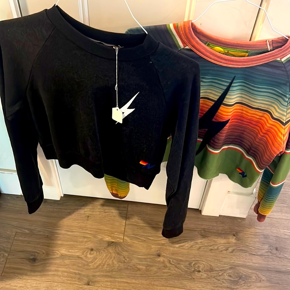 2 Cropped Aviator Nation sweatshirts